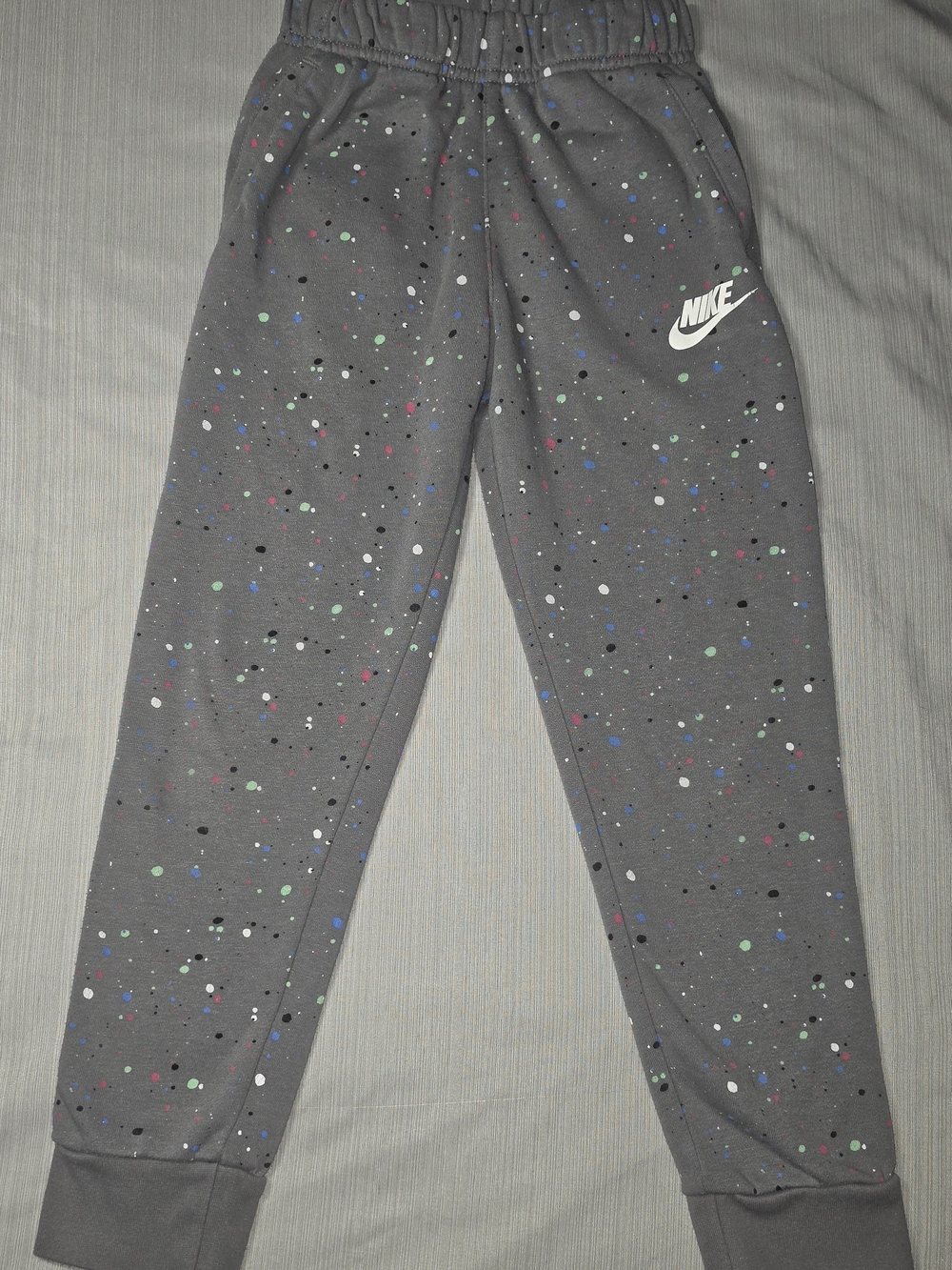 Nike Gray Speckled Kids Joggers with Multicolor Dots